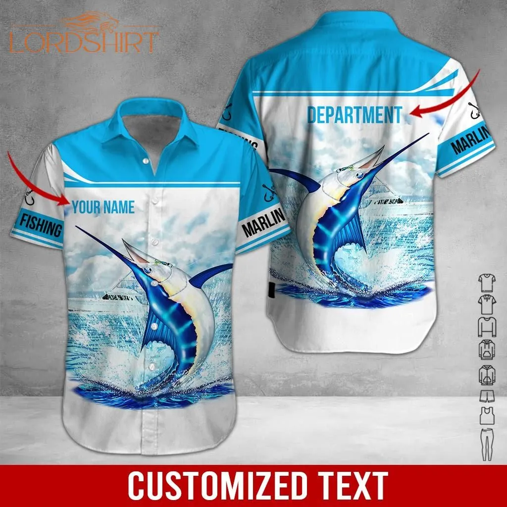 Marlin Fishing Custom Name And Department Hawaiian Shirt