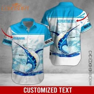 Marlin Fishing Custom Name And Department Hawaiian Shirt