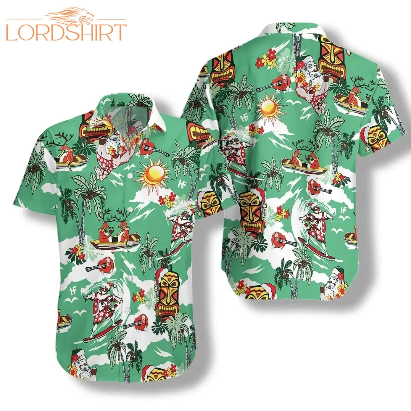 Merry Christmas Santa Claus Green Hawaiian Shirt