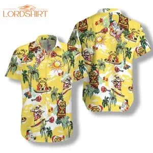 Merry Christmas Santa Claus Yellow Hawaiian Shirt