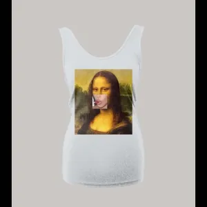 Mona Lisa Sucking On Lollipop Custom Oldskool Ladies Tank Top