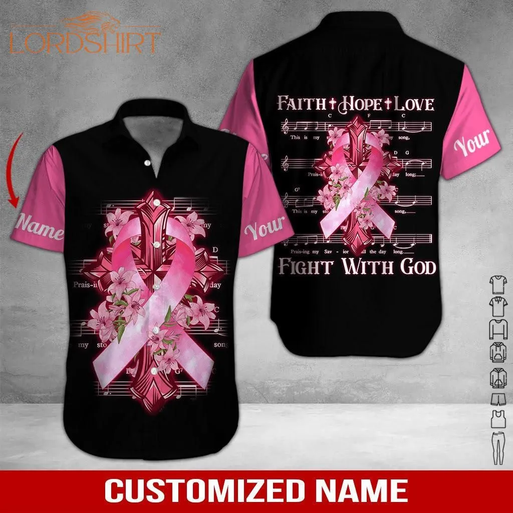 Music Breast Cancer Awareness Custom Name Hawaiian Shirt