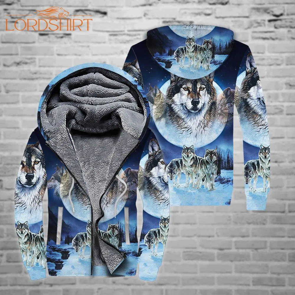 Native Wolf Fleece Zip Hoodie All Over Print