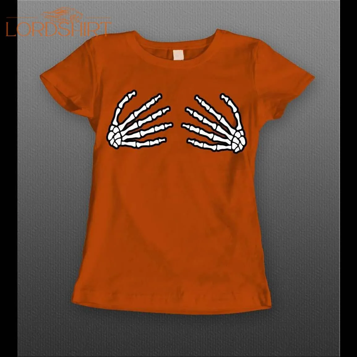 Naughty Skeleton Hands On Boobs Ladies Halloween Shirt