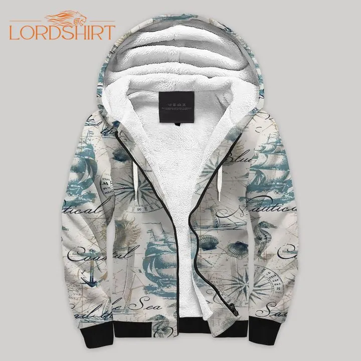 Nautical Blanket Fleece Zip Hoodie All Over Print