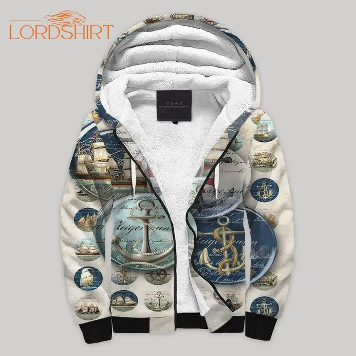 Nautical Fleece Zip Hoodie All Over Print