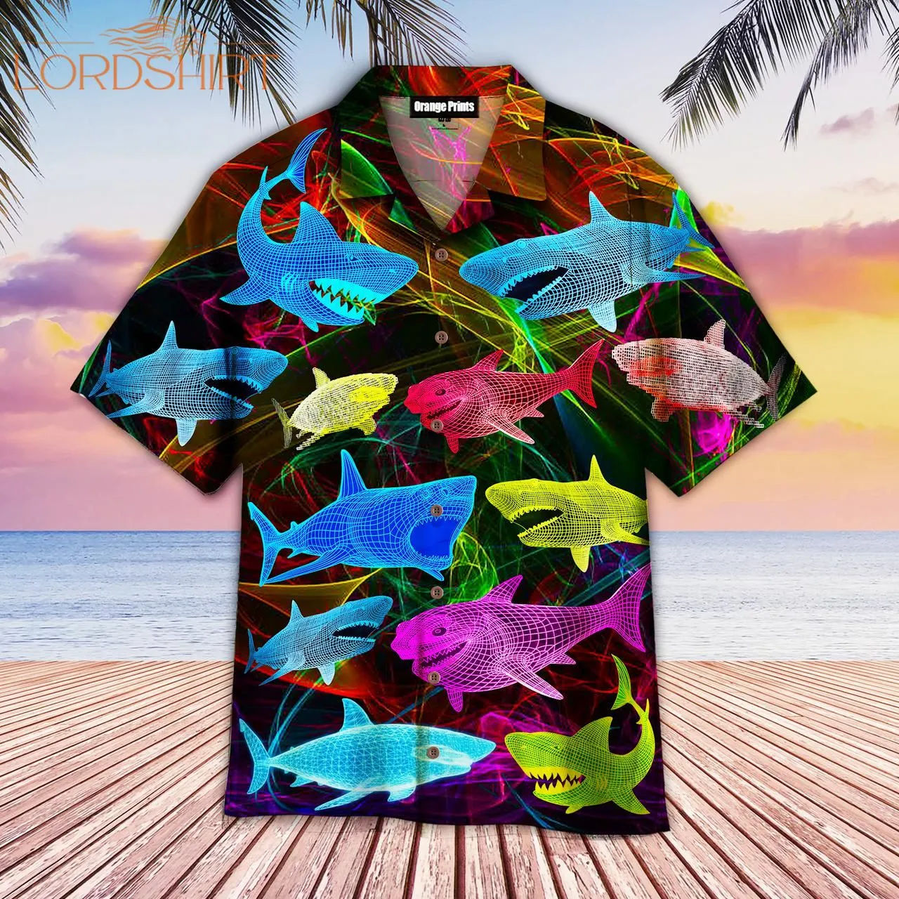 Neon Glowing Shark Hawaiian Shirt