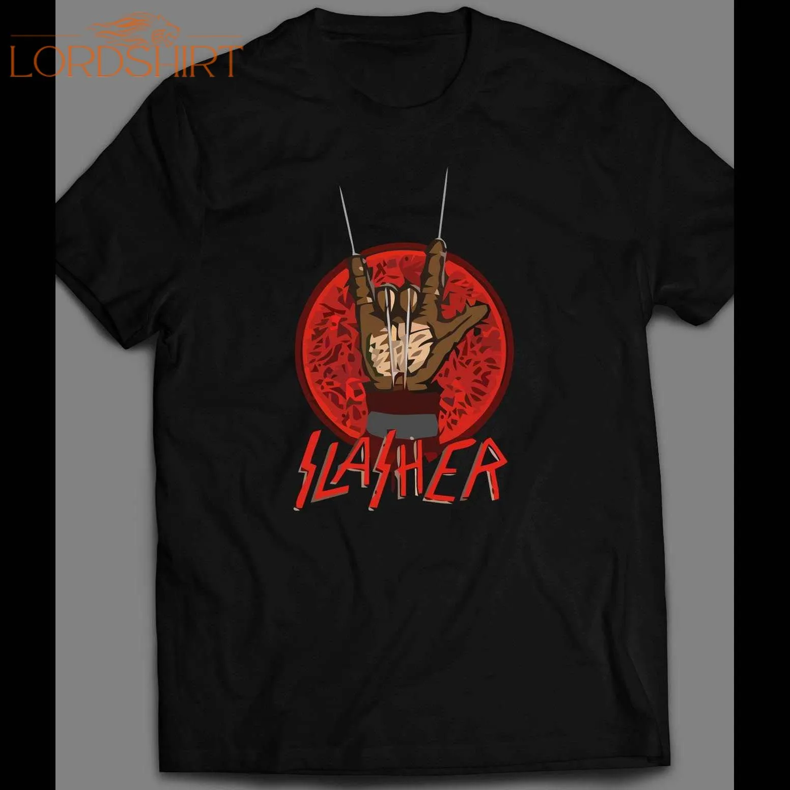 Nightmare On Elm St Freddy Slasher Rocker Hand Art Parody Halloween Shirt