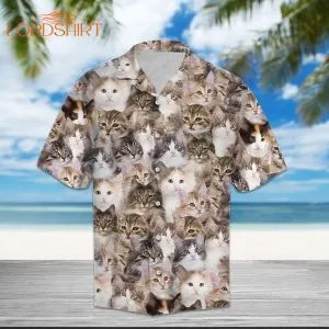 Norwegian Forest Cat Gray White Hawaiian Shirt