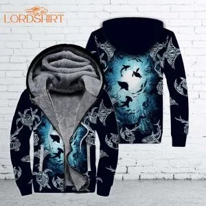 Ocean Turtles Fleece Zip Hoodie All Over Print