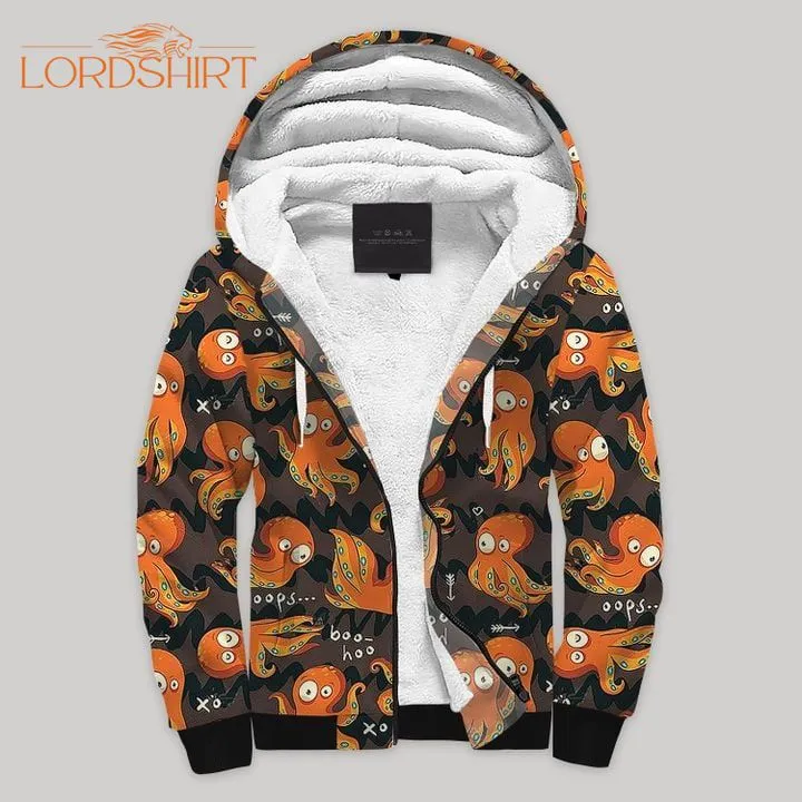 Octopus Ocean Fleece Zip Hoodie All Over Print