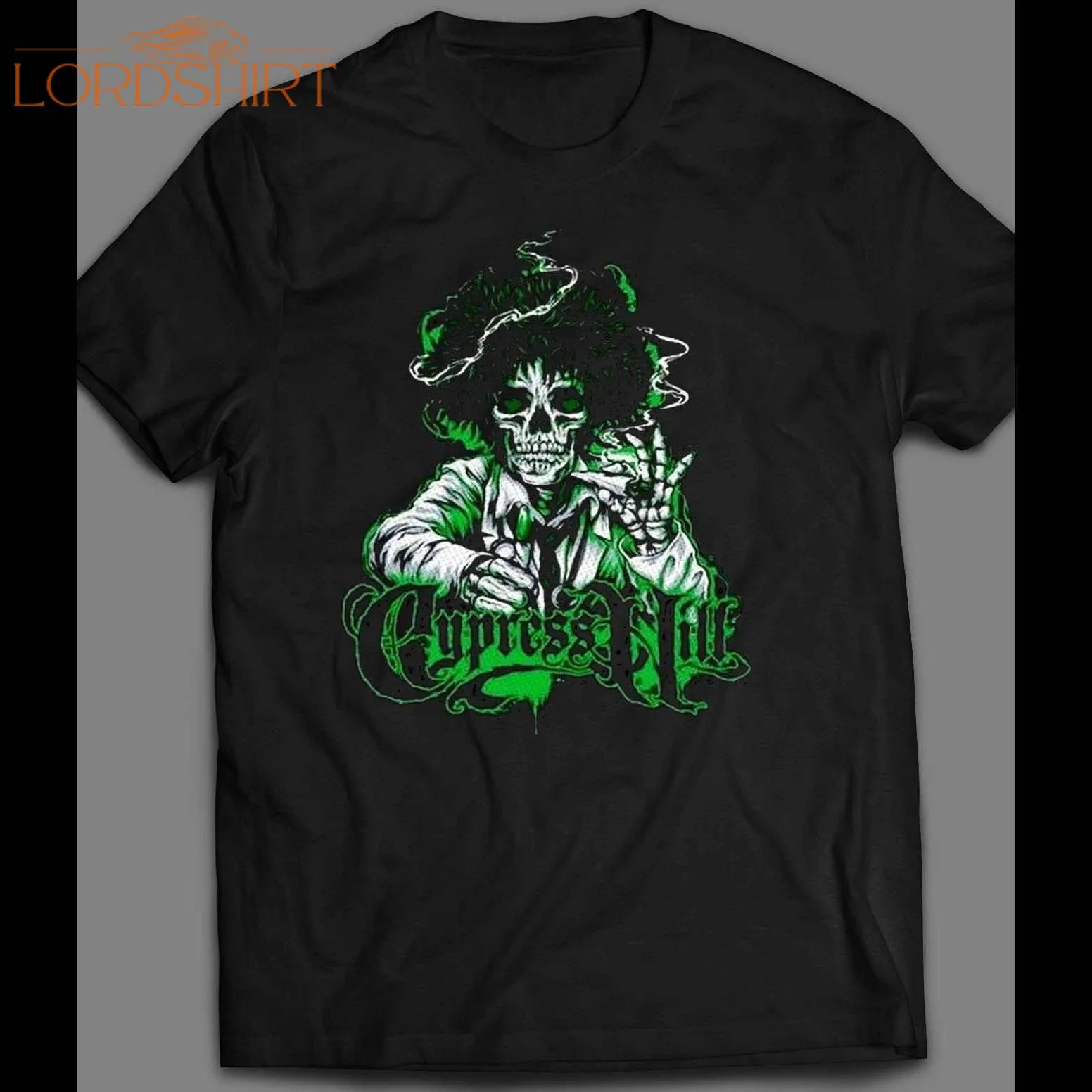 Oldskool Rap Group Cypress Hill Smoking Skeleton Art Shirt