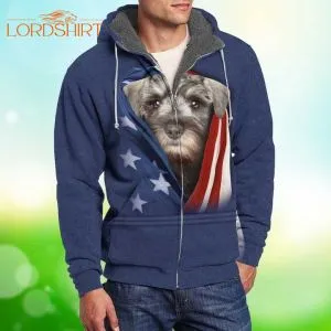 Patriot Schnauzer Dog Fleece Zip Hoodie All Over Print