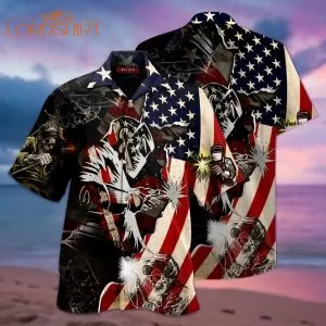 Patriotic Welder Hawaiian Shirt