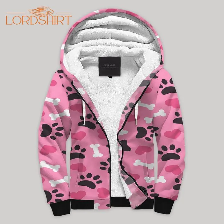 Paw Pink Fleece Zip Hoodie All Over Print