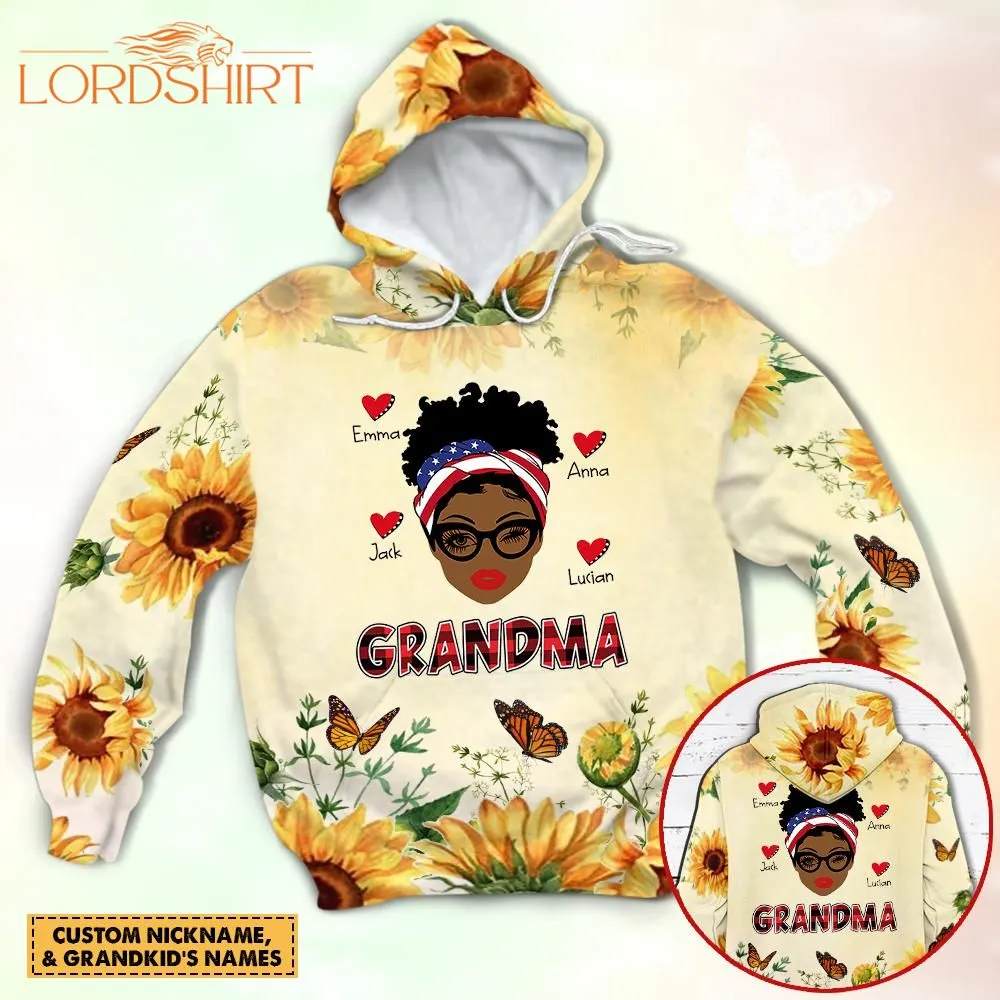 Personalized American Grandma With Hearts Sunflower 3d All Over Print