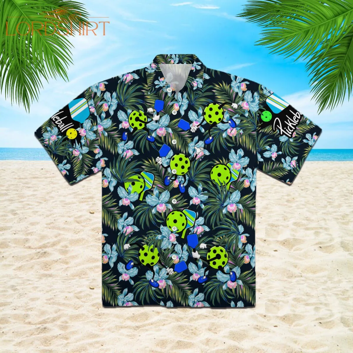 Pickleball And Leaves Pattern Hawaiian Shirt