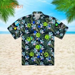 Pickleball And Leaves Pattern Hawaiian Shirt