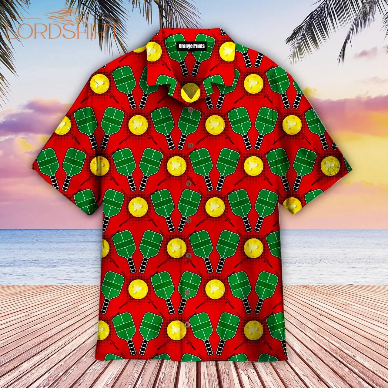 Pickleball Red Hawaiian Shirt