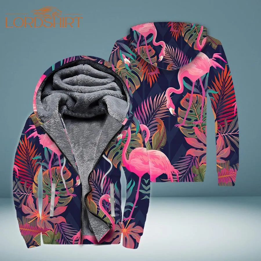 Pink Flamingo Beautiful Fleece Zip Hoodie All Over Print