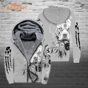 Pit Bull Dog Tattoo Fleece Zip Hoodie All Over Print