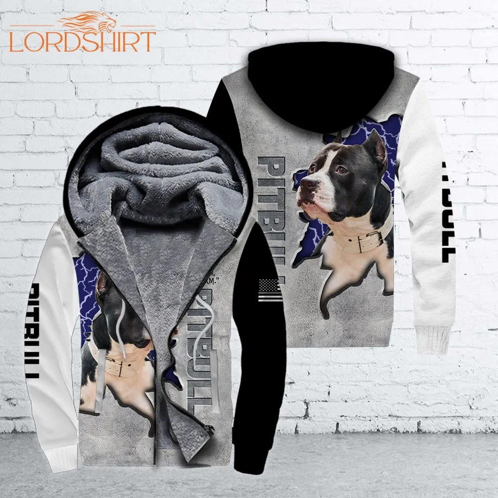 Pitbull  I Am The Storm Fleece Zip Hoodie All Over Print