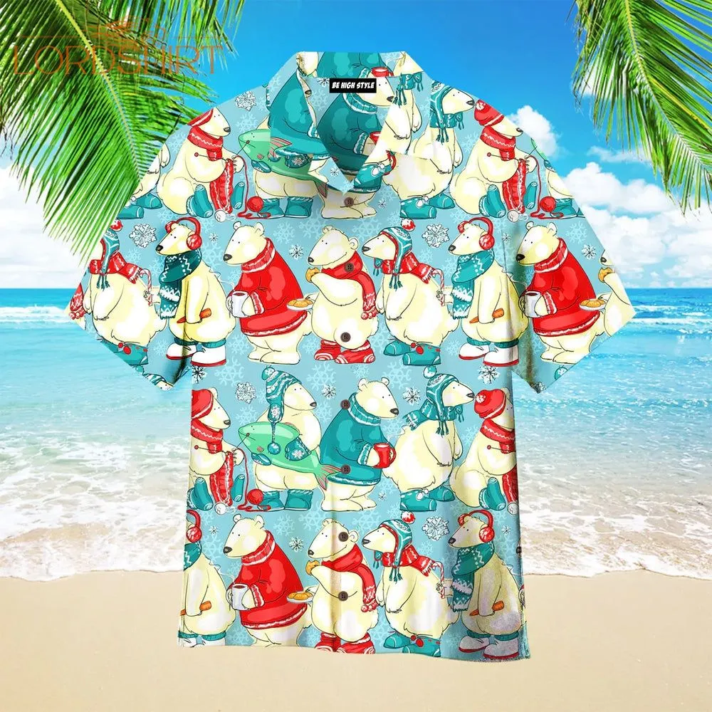 Polar Bear In Winter Pattern Aloha Hawaiian Shirt