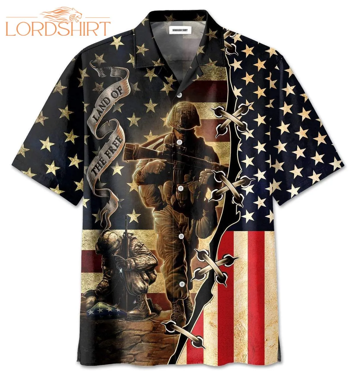 Proud American Veteran Us Flag Land Of The Free Hawaiian Shirt