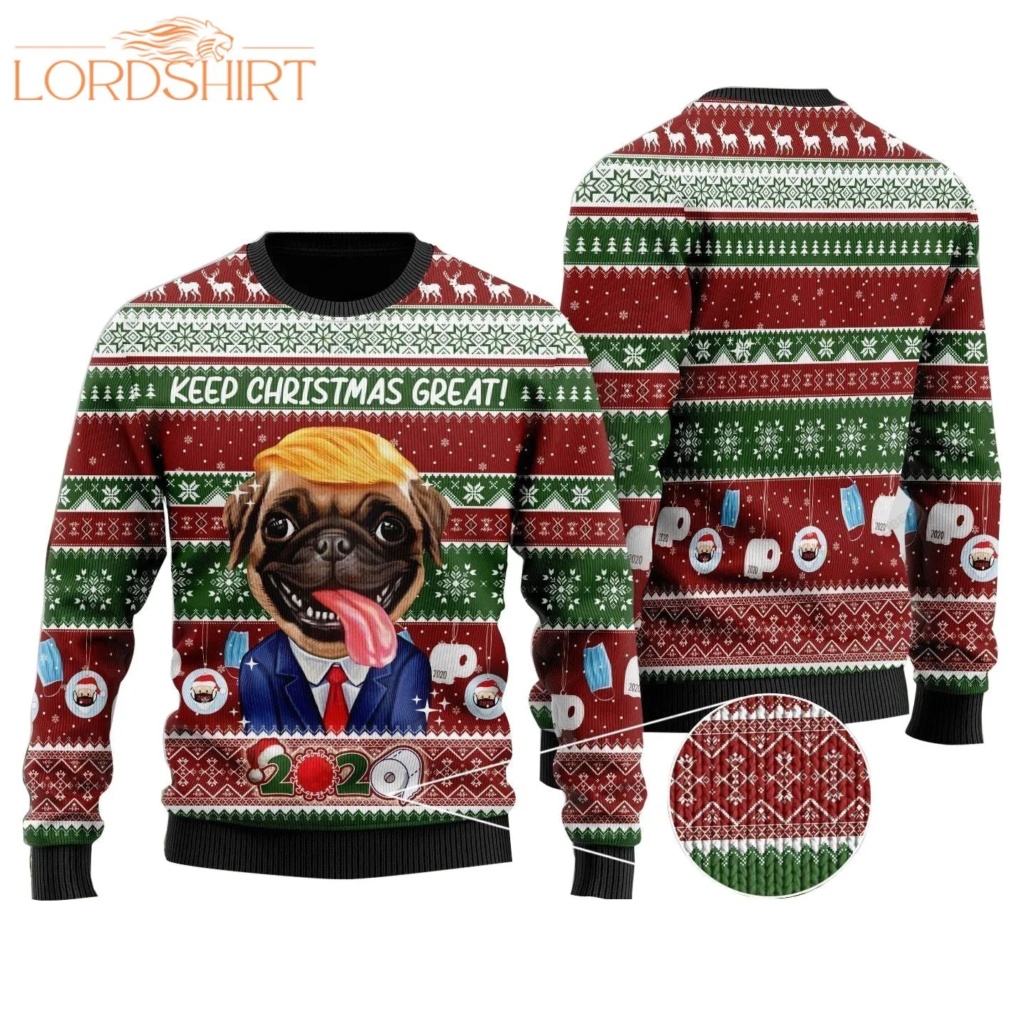 Pug Trump Keep Christmas Great Ugly Christmas Sweater