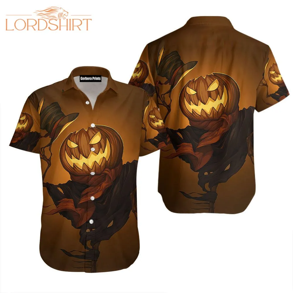 Pumpkin Face Halloween Aloha Hawaiian Shirts For Men & For Women