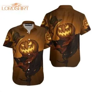 Pumpkin Face Halloween Aloha Hawaiian Shirts For Men & For Women