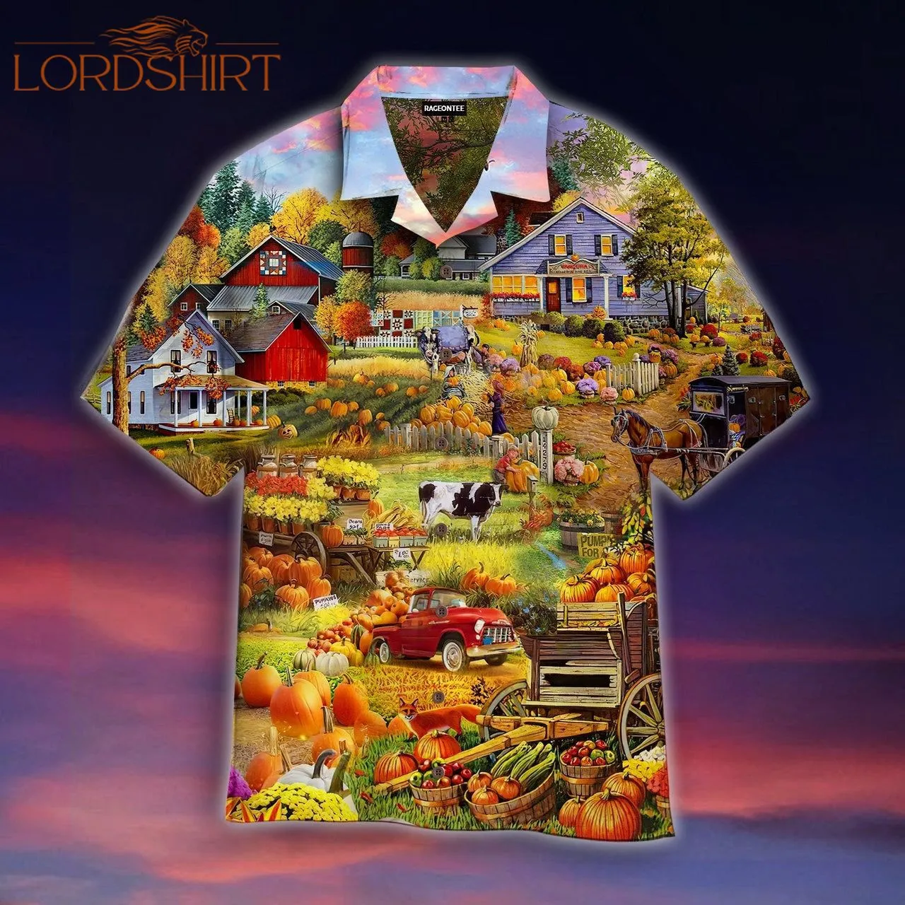 Pumpkin Havest Time Farmer Halloween Hawaiian Shirt