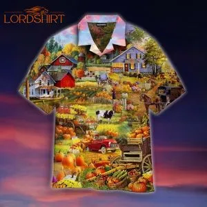 Pumpkin Havest Time Farmer Halloween Hawaiian Shirt