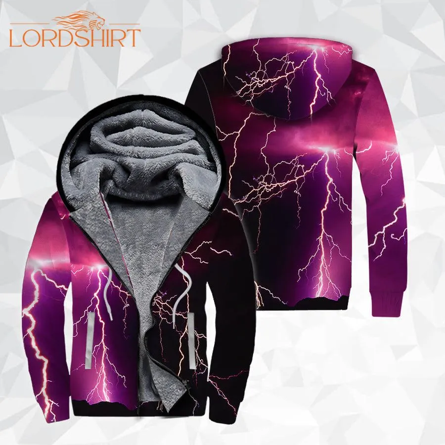 Purple Lightning Fleece Zip Hoodie All Over Print