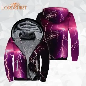 Purple Lightning Fleece Zip Hoodie All Over Print