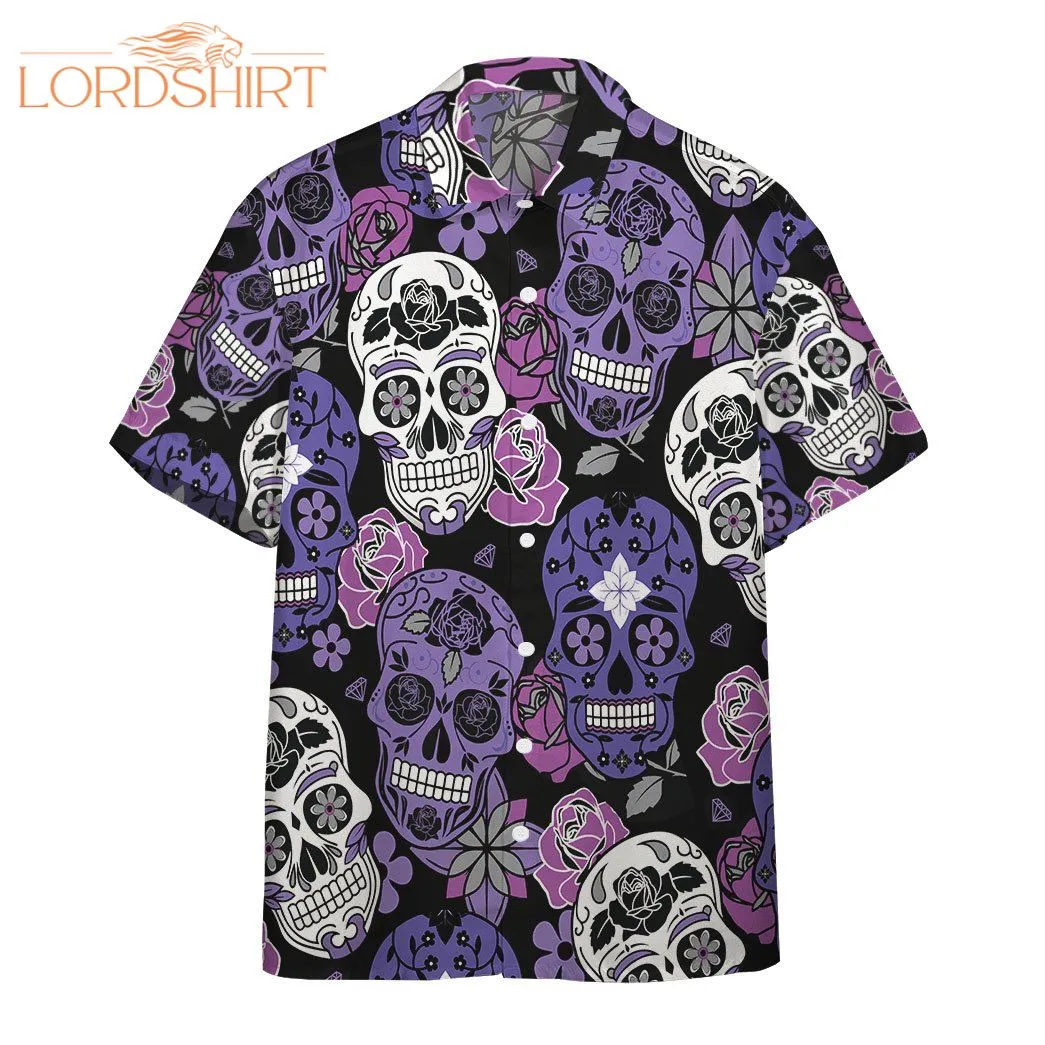 Purple Sugar Skulls Hawaiian Shirt