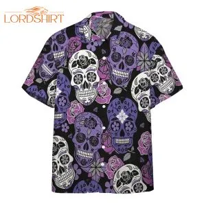 Purple Sugar Skulls Hawaiian Shirt