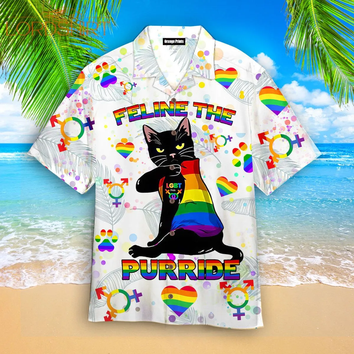 Purride Funny Cat Lovers Lgbt Pride Awareness Aloha Hawaiian Shirt