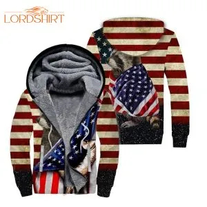 Raccoon American Flag Fleece Zip Hoodie All Over Print