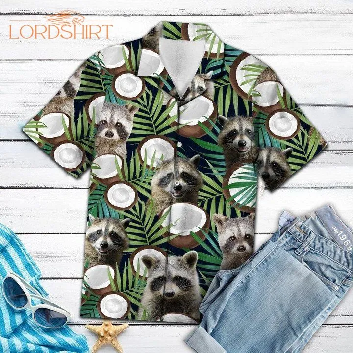 Raccoon Coconut Tropical Hawaiian Shirt