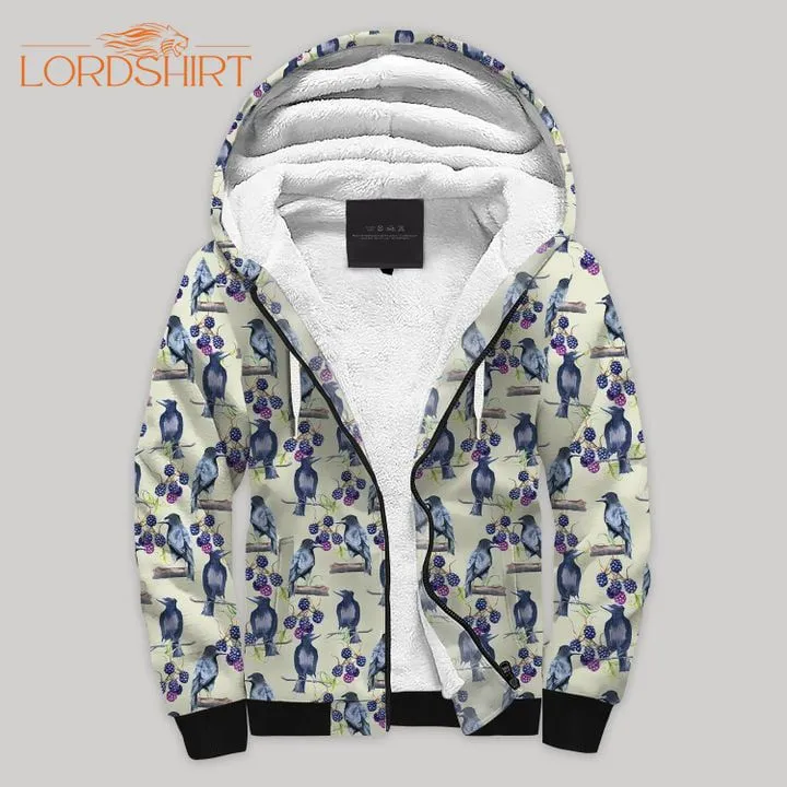 Raven Pattern Blanket Fleece Zip Hoodie All Over Print