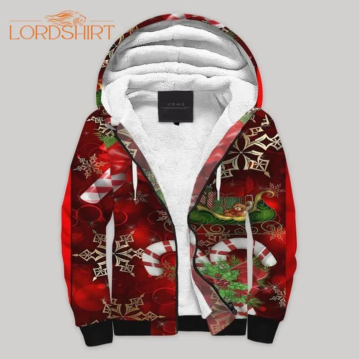 Red Christmas Blanket Fleece Zip Hoodie All Over Print