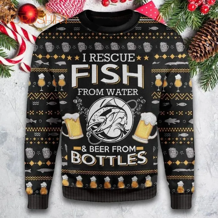 Rescue Fish From Water Beer Ugly Christmas Sweater