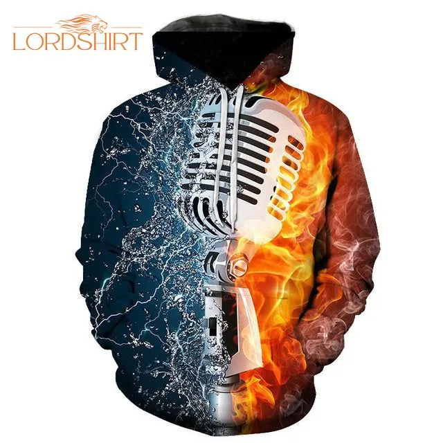 Rock Music Microphone Flame 3d All Over Print