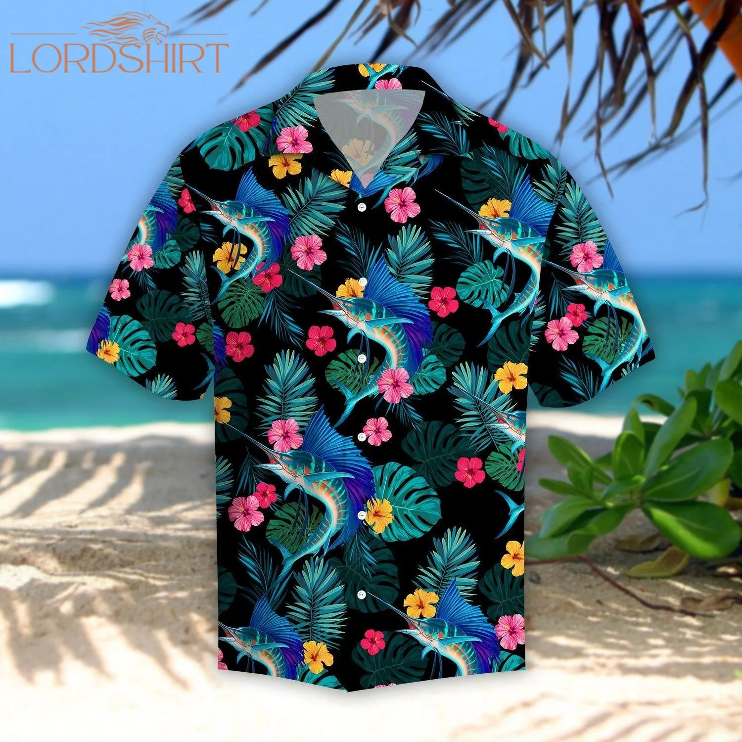 Sailfishs Hibiscus Tropical Fishing Hawaiian Shirt