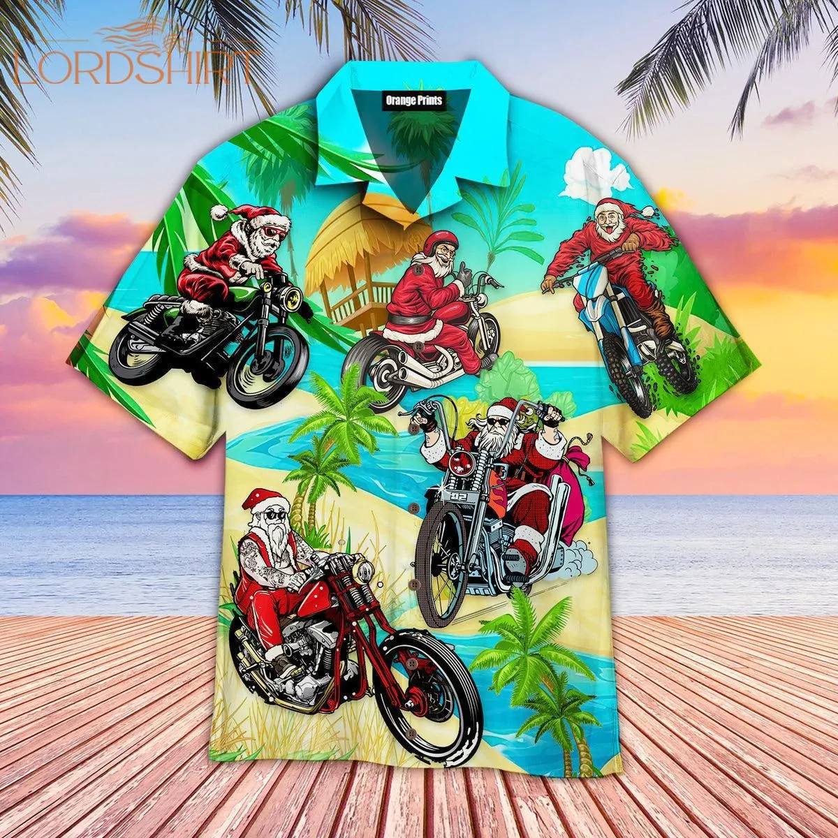 Santa Bike Motocross Christmas In July Hawaiian Shirt