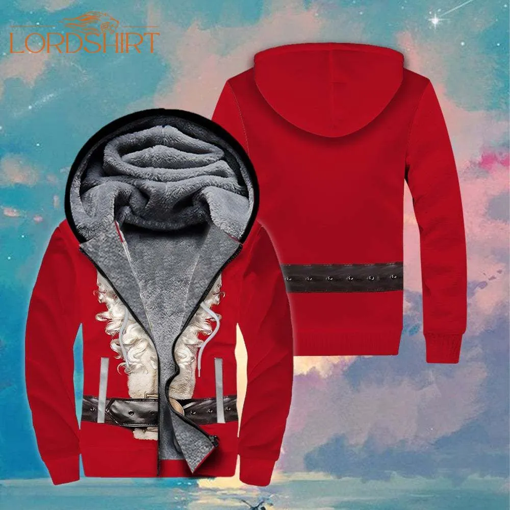 Santa Claus Merry Christmas Fleece Zip Hoodie All Over Print