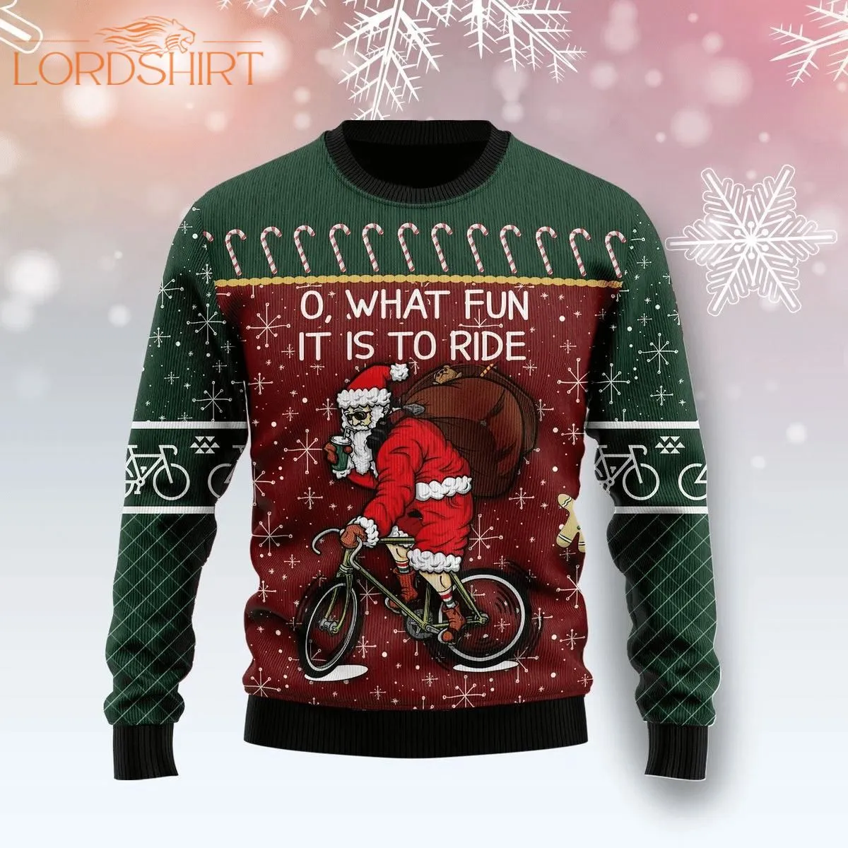 Santa Cycling Funny Ugly Christmas Sweater