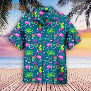 Santa Flamingo Christmas Hawaiian Shirt