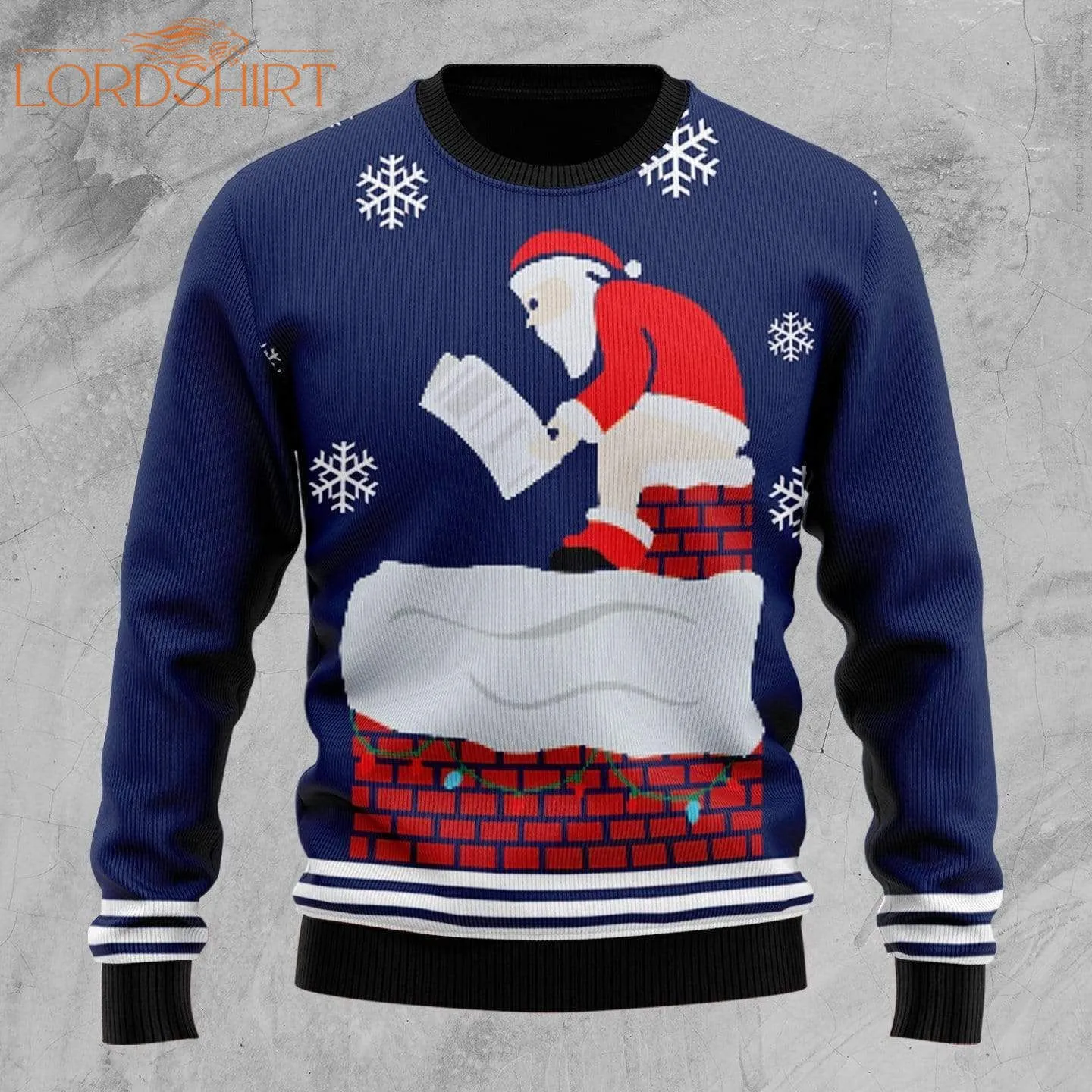 Santa Log On The Fire Ugly Christmas Sweater